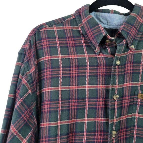 Woolrich Men's 100% Cotton Plaid Flannel Button Down Hunter Green Shirt Size L - Picture 2 of 12